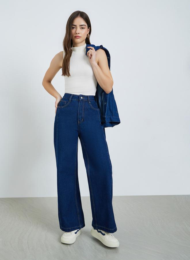 Styli Women Wide Leg Panelled Jeans - Image 5